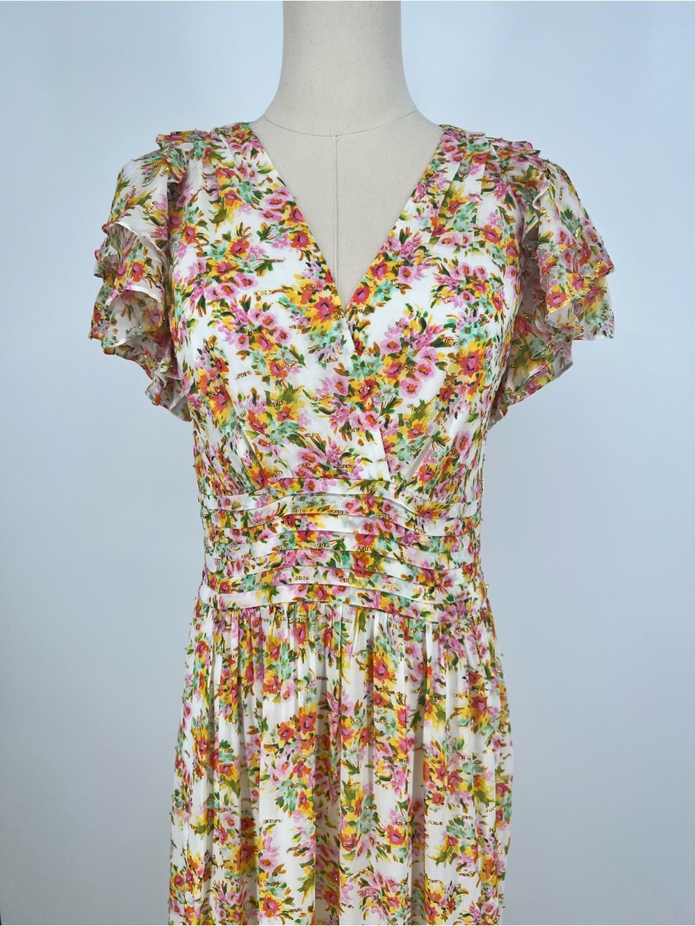 Shoshanna Lucinda floral maxi dress in Optic Lemon Gold print | 8 - Picture 4 of 14